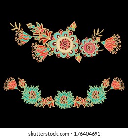 Set of decorative floral compositions