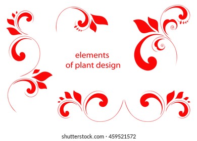 Set of decorative floral design elements.