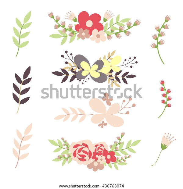 Set Decorative Floral Dividers Dividing Line Stock Vector Royalty