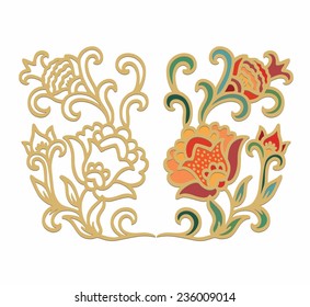 Set of decorative floral  elements