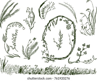 set of the decorative floral elements
