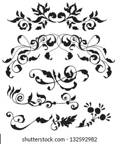 Set of decorative floral elements for your design, vector