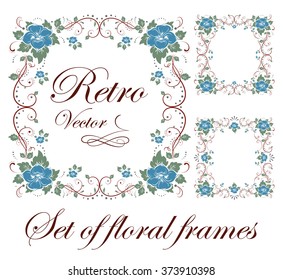 Set decorative floral frames vector illustration