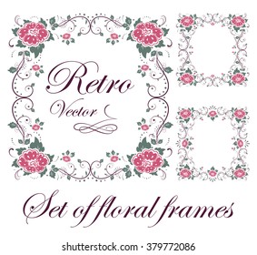 Set decorative floral frames vector illustration