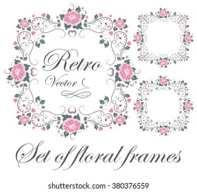 Set decorative floral frames vector illustration