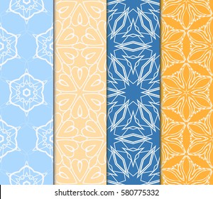 set of decorative floral, geometric ornament. modern pattern. seamless vector illustration. for interior design, textile, wallpaper