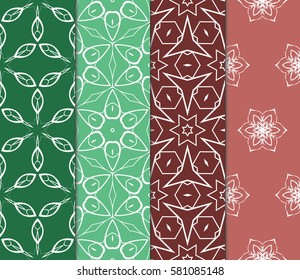 set of decorative floral, geometric ornament. modern pattern. seamless vector illustration. for interior design, textile, wallpaper