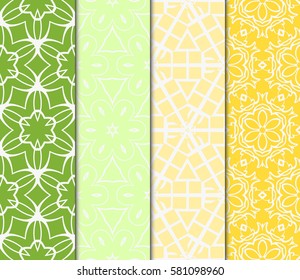 set of decorative floral, geometric ornament. modern pattern. seamless vector illustration. for interior design, textile, wallpaper