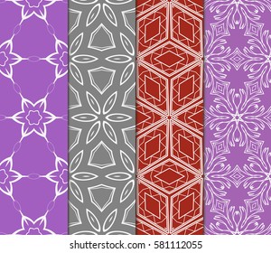 set of decorative floral, geometric ornament. modern pattern. seamless vector illustration. for interior design, textile, wallpaper