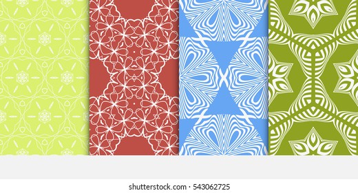 set of decorative floral geometric seamless pattern. vector illustration. for Valentine's day, Wedding, invitation.