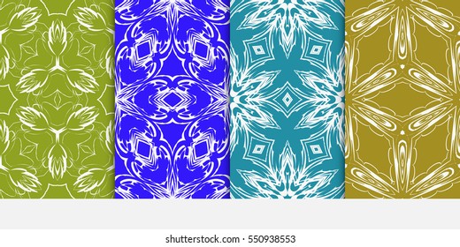 set of decorative floral geometric seamless pattern. vector illustration. for interior design, wallpaper, invitation.