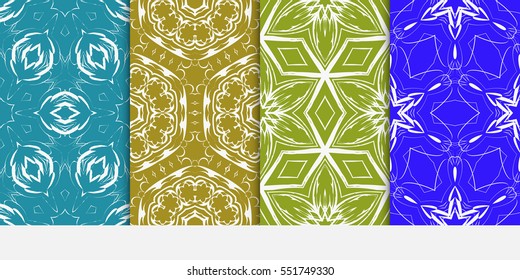 set of decorative floral geometric seamless pattern. vector illustration. for interior design, wallpaper, invitation.