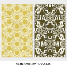 set of decorative floral and leave pattern. Vector seamless. For interior design, invitation, wallpaper.