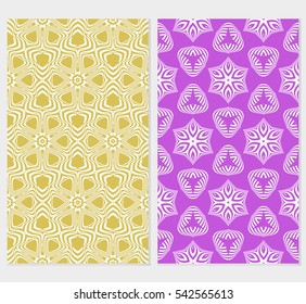 set of decorative floral and leave pattern. Vector seamless. For interior design, invitation, wallpaper.