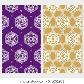 set of decorative floral and leave pattern. Vector seamless. For interior design, invitation, wallpaper.