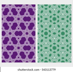 set of decorative floral and leave pattern. Vector seamless. For interior design, invitation, wallpaper.