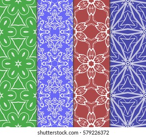 set of Decorative floral ornament. geometric seamless pattern. vector illustration. for interior design, wallpaper, invitation, fabric, decor