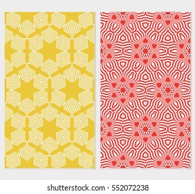 set of decorative floral ornament. modern pattern. seamless vector illustration. for interior design, textile, wallpaper. yellow, red background