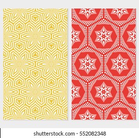 set of decorative floral ornament. modern pattern. seamless vector illustration. for interior design, textile, wallpaper. yellow, red background