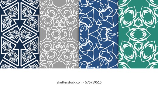 set of decorative floral ornament. modern pattern. seamless vector illustration. for interior design, textile, wallpaper