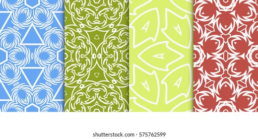 set of decorative floral ornament. modern pattern. seamless vector illustration. for interior design, textile, wallpaper