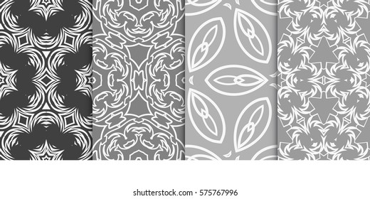 set of decorative floral ornament. modern pattern. seamless vector illustration. for interior design, textile, wallpaper