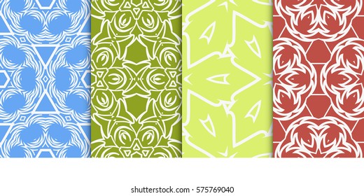 set of decorative floral ornament. modern pattern. seamless vector illustration. for interior design, textile, wallpaper