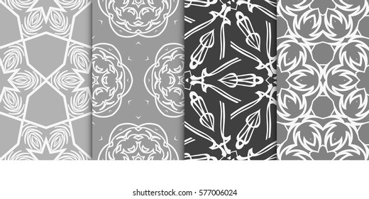 set of decorative floral ornament. modern pattern. seamless vector illustration. for interior design, textile, wallpaper