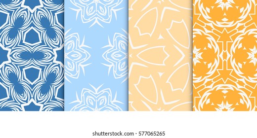 set of decorative floral ornament. modern pattern. seamless vector illustration. for interior design, textile, wallpaper