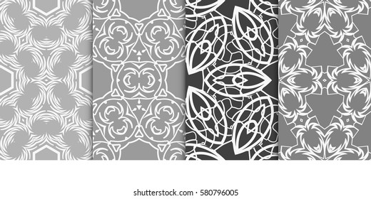 set of decorative floral ornament. modern pattern. seamless vector illustration. for interior design, textile, wallpaper