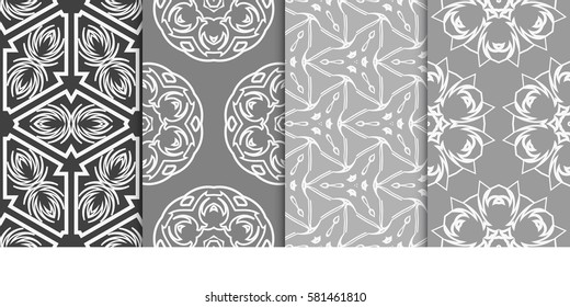 set of decorative floral ornament. modern pattern. seamless vector illustration. for interior design, textile, wallpaper