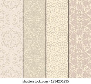 Set Of Decorative Floral Ornament. Seamless Pattern. Vector Illustration. Tribal Ethnic Arabic, Indian, Motif. For Interior Design, Color Wallpaper