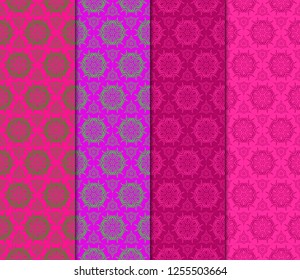 Set Of Decorative Floral Ornament. Seamless Pattern. Vector Illustration. Tribal Ethnic Arabic, Indian, Motif. For Interior Design, Color Wallpaper