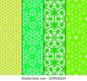 Set Of Decorative Floral Ornament. Seamless Pattern. Vector Illustration. Tribal Ethnic Arabic, Indian, Motif. For Interior Design, Color Wallpaper
