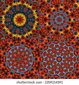 Set of decorative Floral Ornament. Seamless Pattern. Vector Illustration. Tribal Ethnic Arabic, Indian, Motif. For Interior Design, Wallpaper