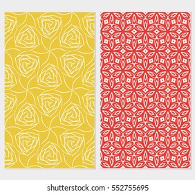 set of Decorative floral ornament. seamless pattern. silver color. vector illustration. for interior design, wallpaper, invitation. yellow, red background