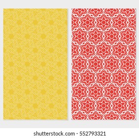 set of Decorative floral ornament. seamless pattern. silver color. vector illustration. for interior design, wallpaper, invitation. yellow, red background