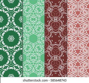 set of Decorative floral ornament. seamless pattern. vector illustration. for interior design, wallpaper, invitation