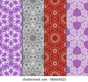 set of Decorative floral ornament. seamless pattern. vector illustration. for interior design, wallpaper, invitation