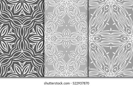 set of decorative floral ornament. vector illustration. for interior design, wallpaper, paper fill. Grey color