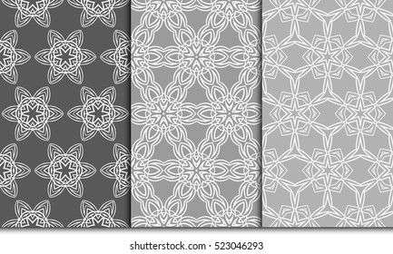 set of decorative floral ornament. vector illustration. for interior design, wallpaper, paper fill. Grey color