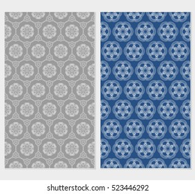 set of decorative floral ornament. vector illustration. for interior design, wallpaper, paper fill. green, blue, grey color