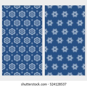 set of decorative floral ornament. vector illustration. for interior design, wallpaper, paper fill. green, blue, grey color