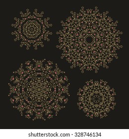 Set of decorative floral rosette, mandala