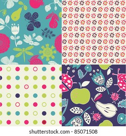 set of decorative floral seamless backgrounds