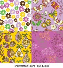 set of decorative floral seamless backgrounds