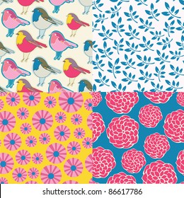 set of decorative floral seamless backgrounds