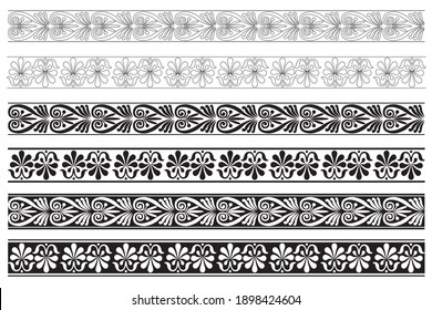 Conjunto de bordes decorativos florales sin costura ornamental - Módulo vector