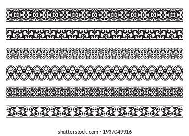 Set Of Decorative Floral Seamless Ornamental Border - Vector Modular