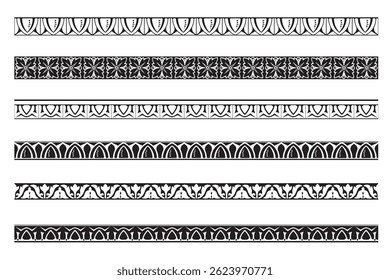 Set of decorative floral seamless ornamental border - Vector modular
